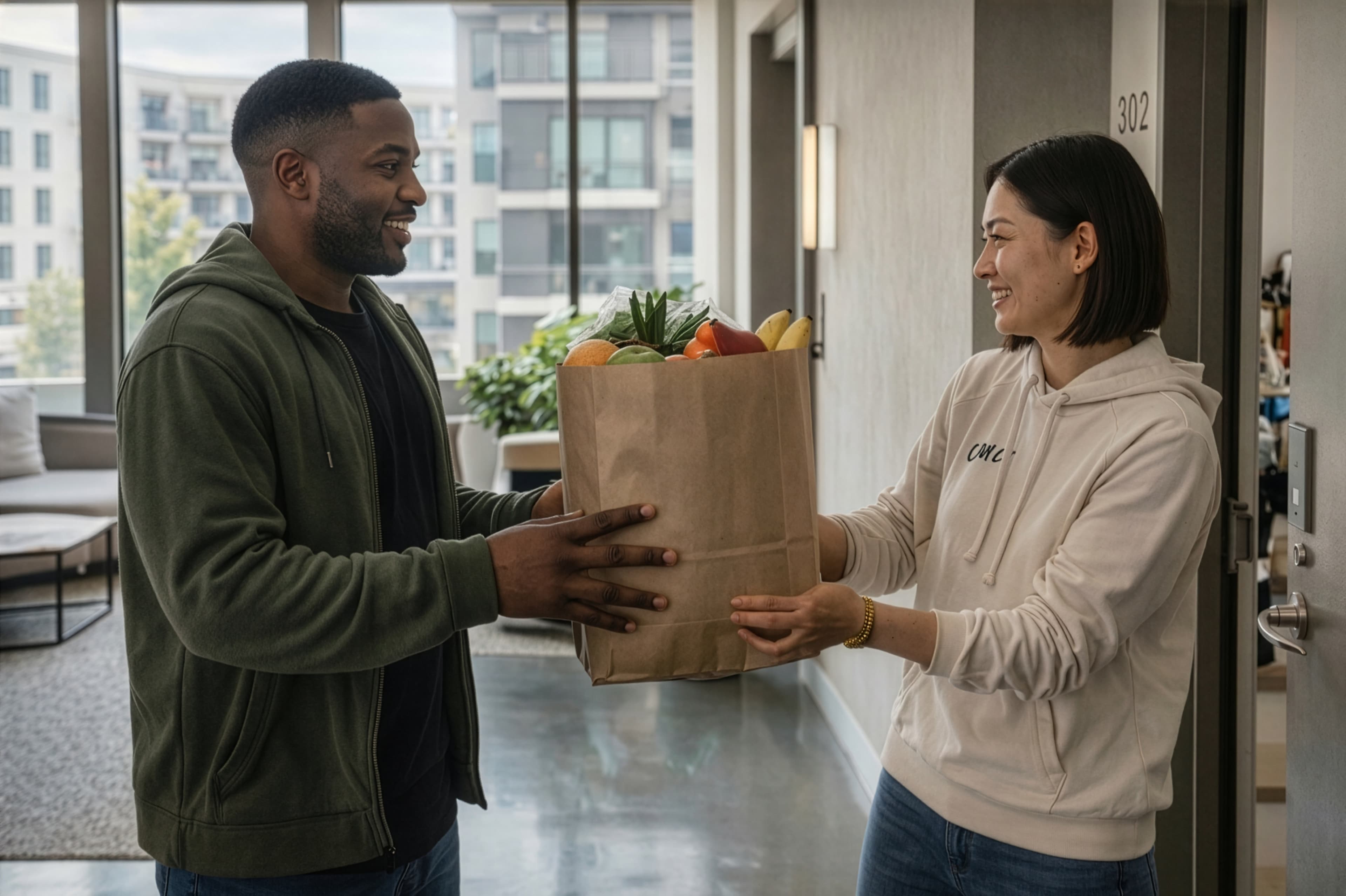 Friends meeting in their neighborhood